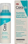CeraVe Resurfacing Retinol Serum pompflacon en verpakking. Wit met blauwe en rode "NEU" sticker.