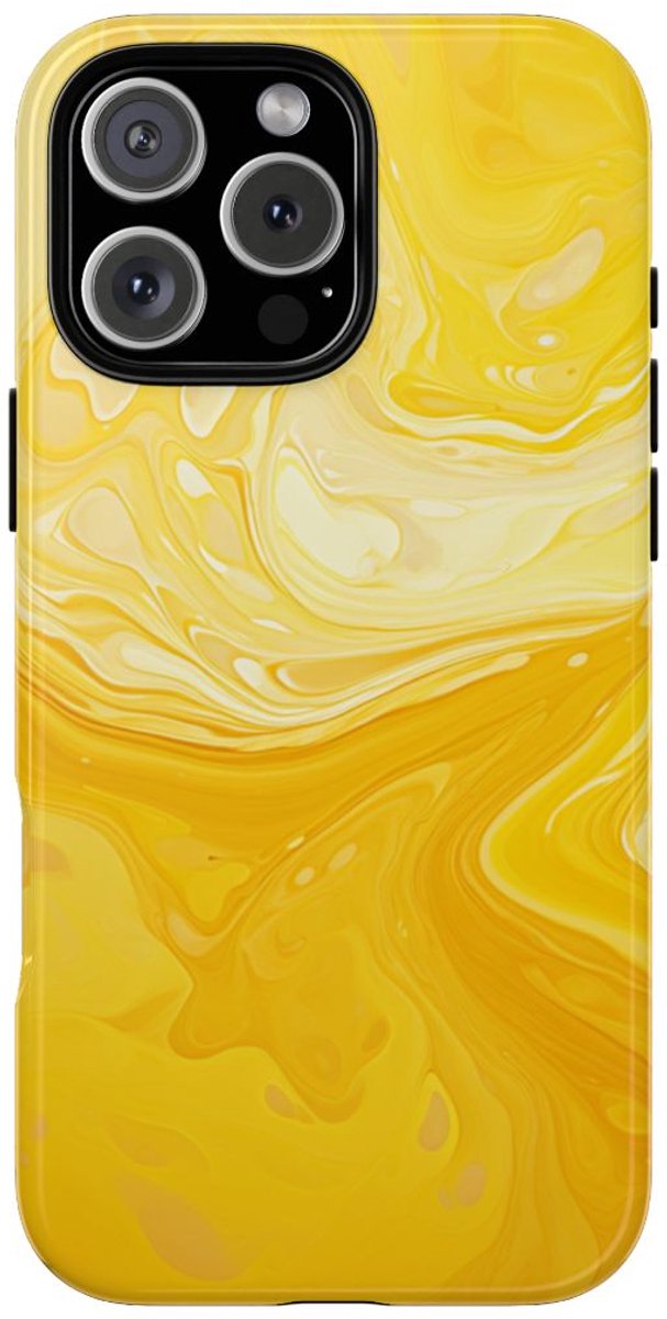 Gouden Gele Abstracte Krullen – Telefoonhoesje Geschikt voor iPhone 16 Pro Max