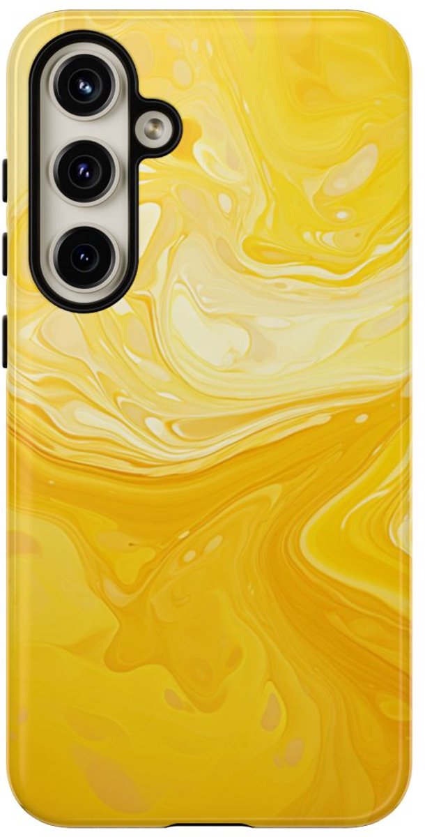 Gouden Gele Abstracte Krullen – Telefoonhoesje Geschikt voor Samsung Galaxy S24 Plus