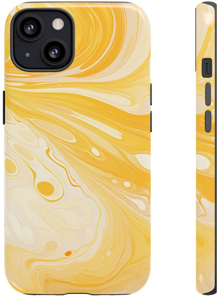 Goudgele Suminagashi Marmer Abstract – Telefoonhoesje Geschikt voor iPhone 13