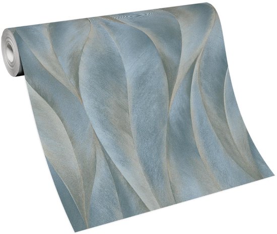 Papier peint bleu foncé à motifs de feuilles, Papier peint pour chambre, BRICOFLOR.nl