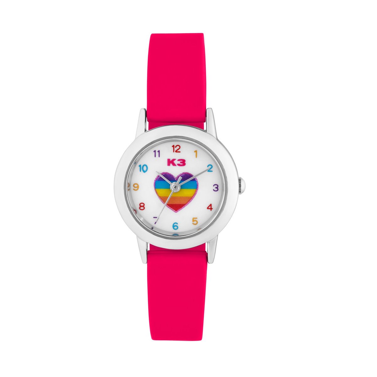 K3 - Kinder K3 kinder horloge hart met rubberen band roze - Horloge - Siliconen - Roze - 25 mm