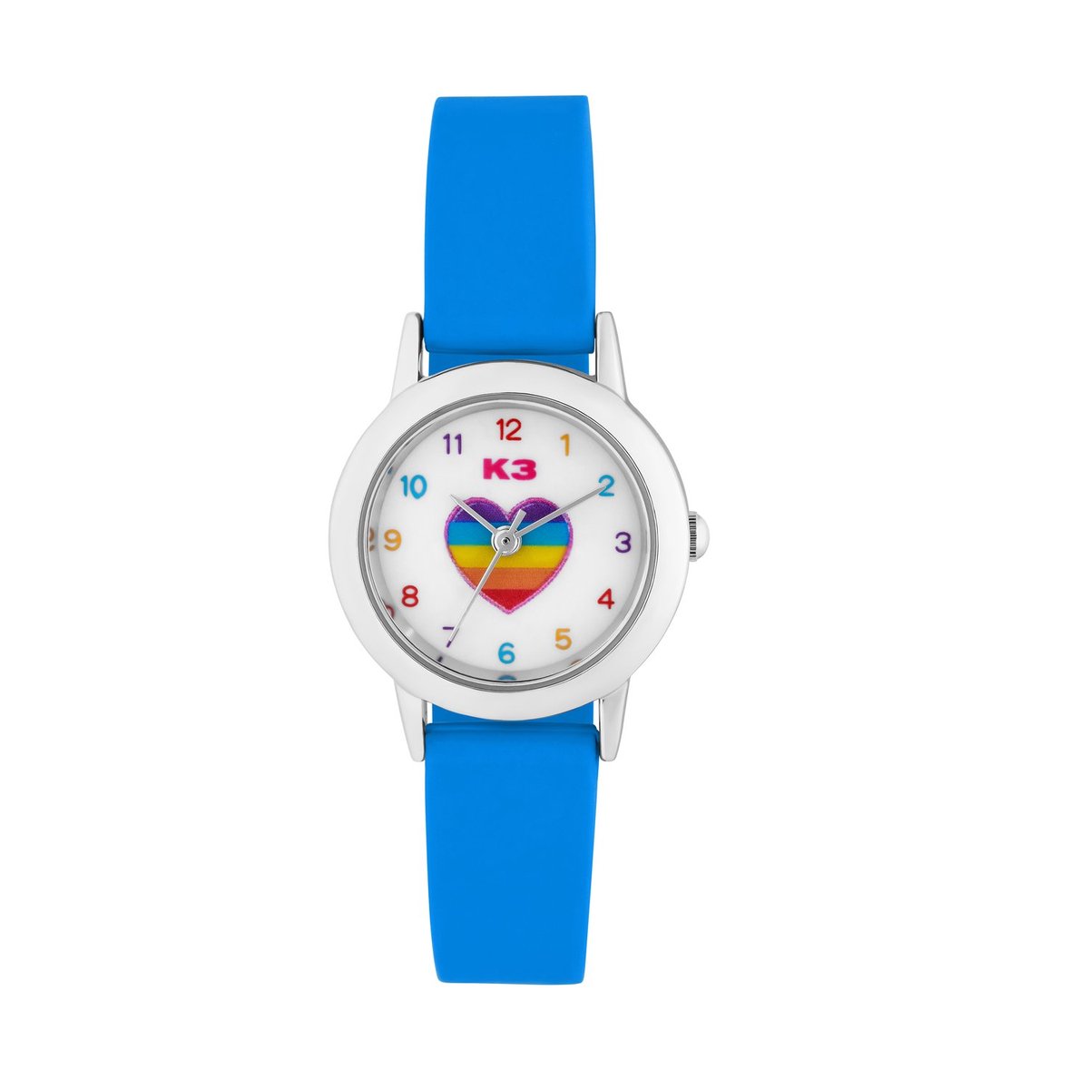 K3 - Kinder K3 kinder horloge hart met rubberen band blauw - Horloge - Siliconen - Blauw - 25 mm