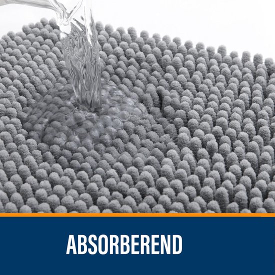 Badmat antidérapant Olanly - Tapis de douche - Tapis de Badmat - Tapis de sol - Tapis de bain en chenille - Grijs - 61 x 120 cm