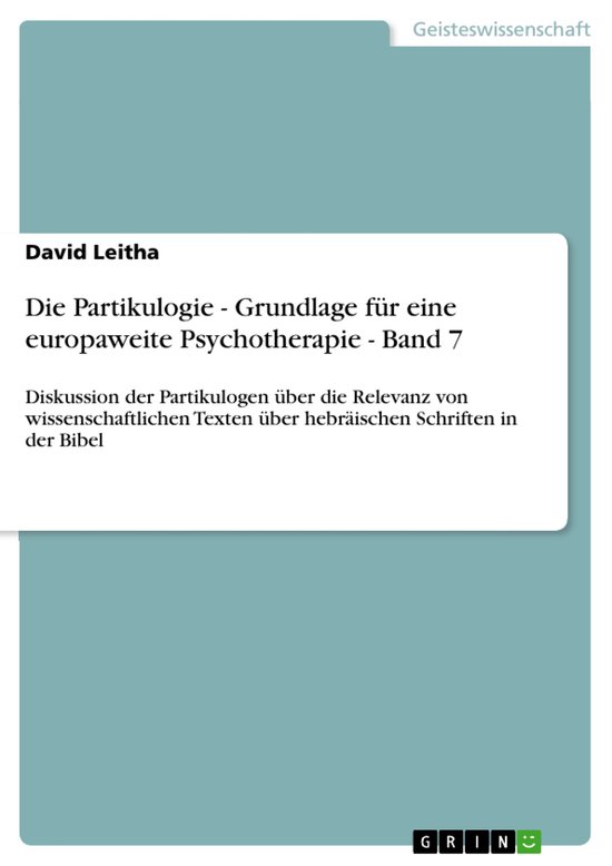 Foto: Die partikulogie grundlage f r eine europaweite psychotherapie band 7
