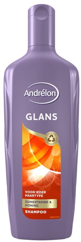 Andrélon Glans shampoo met zomer tarwe & honing. Lila fles.