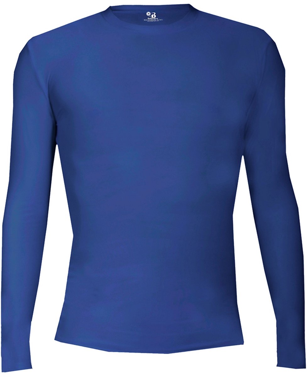 Badger Sports - Pro Compression - Ondershirt - Lange Mouw - Ronde Hals - Jeugd - Kobalt Blauw- Jeugd XL