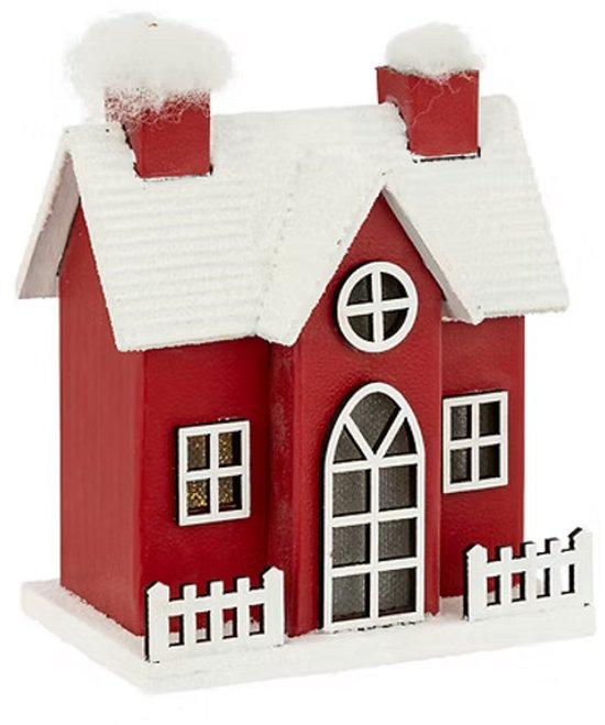 Fééric Lights and Christmas Kerstdorp - Kersthuisje met verlichting - Werkt op batterijen - Rood