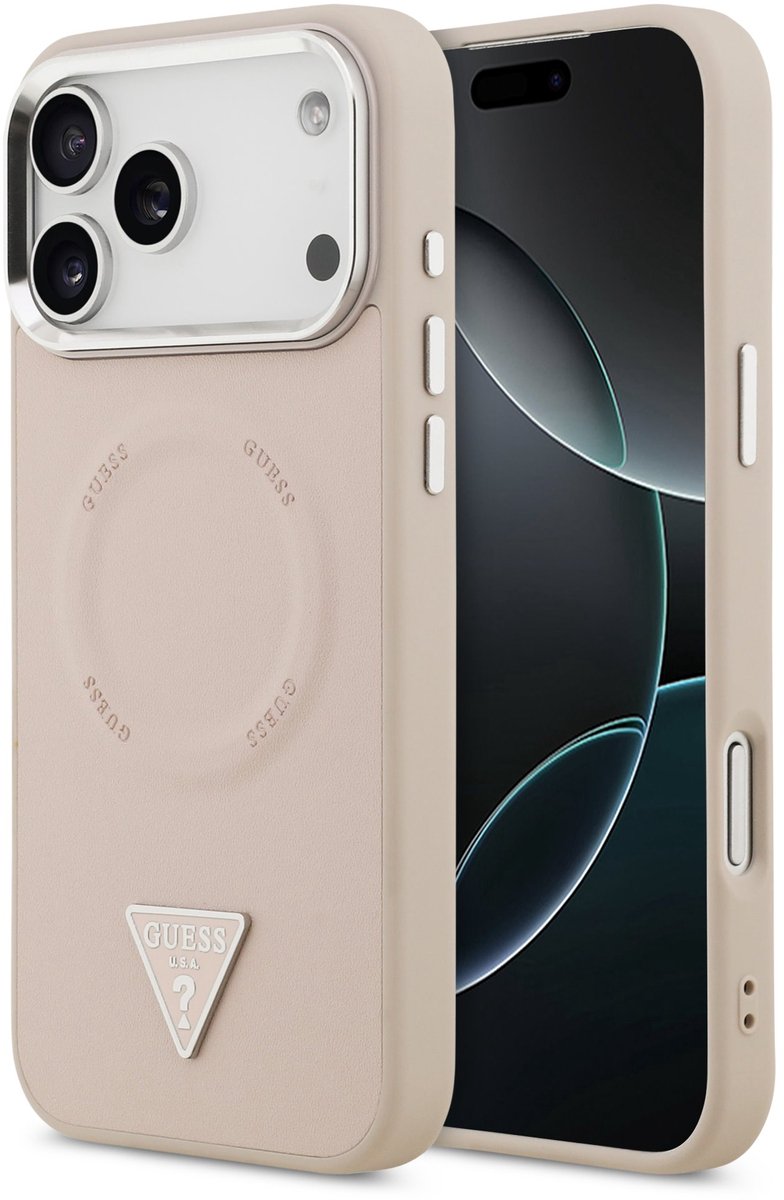 Guess Triangle Logo geschikt voor iPhone 17 Pro Max hoesje MagSafe compatibel - Roze