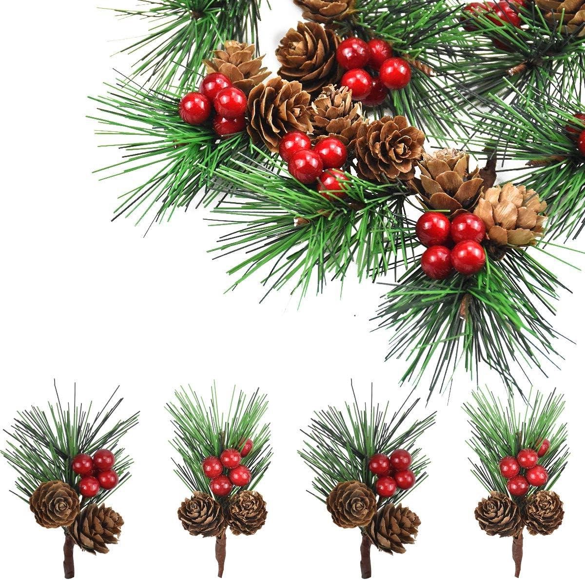 Allecto Plus - 12 stuks kerstbessen van grenenhout voor kerstdecoratie - natuurlijke kegels - kerstkrans DIY - thuisdecoratie - vaas en lampen.