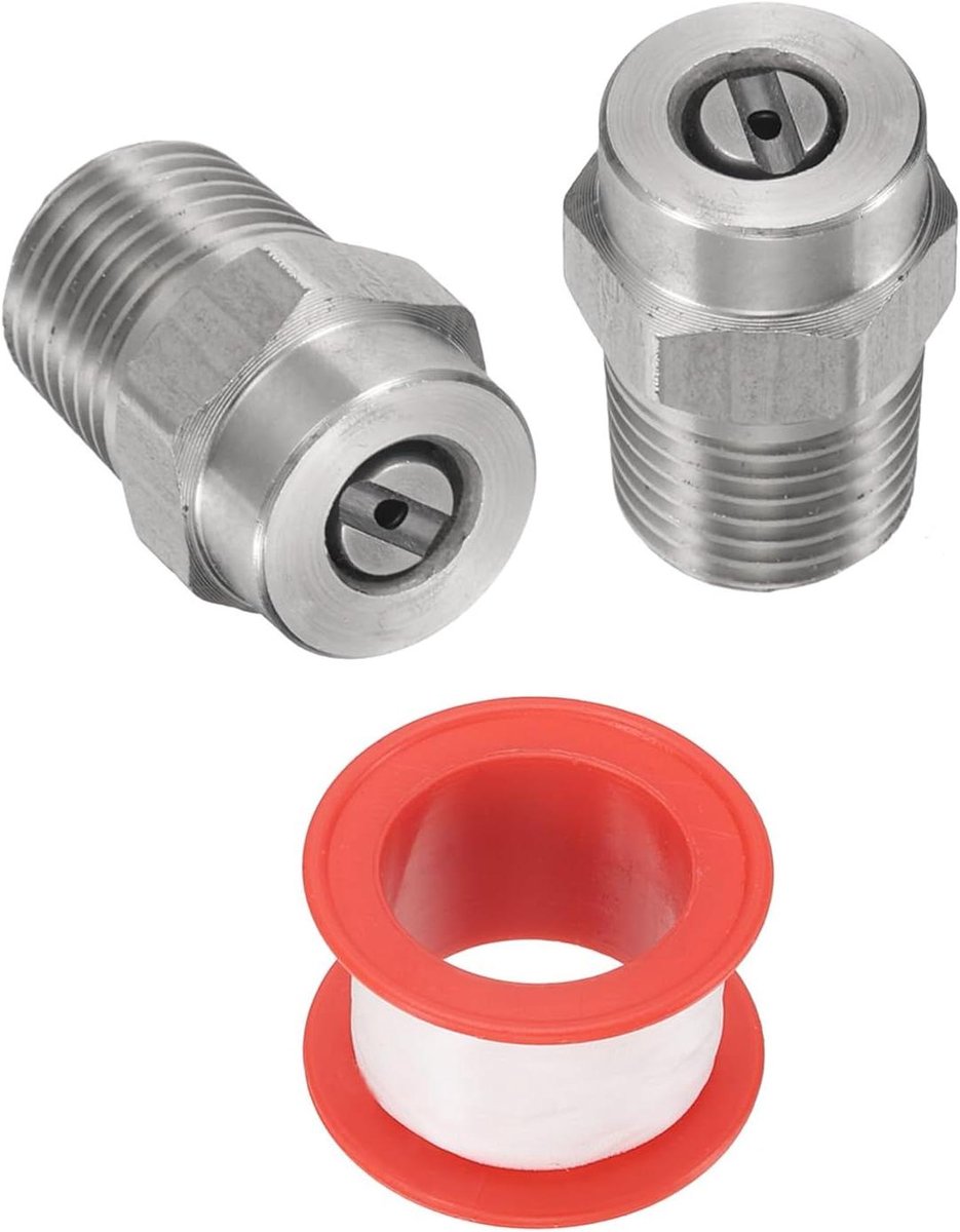 Allecto Plus - Hogedrukreiniger Mondstukken, Roestvrij Staal, 2 Stuks - 1/4 inch Mannelijke NPT - Voor Waterpistool en Onervloerreiniger - 15 Graden - 1,382 mm