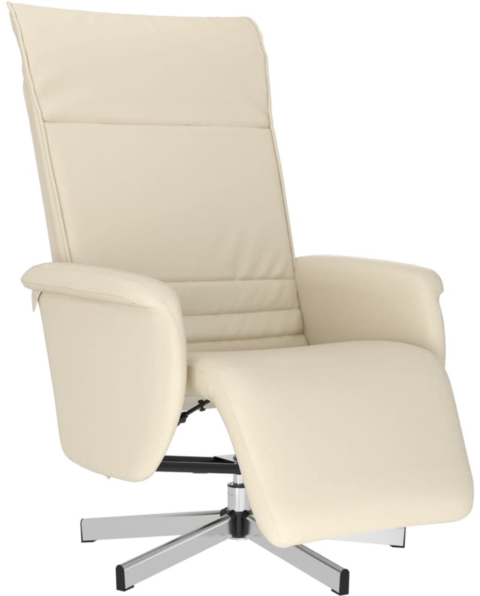 vidaXL Fauteuil - verstelbaar - met - voetensteun - kunstleer - crèmekleurig