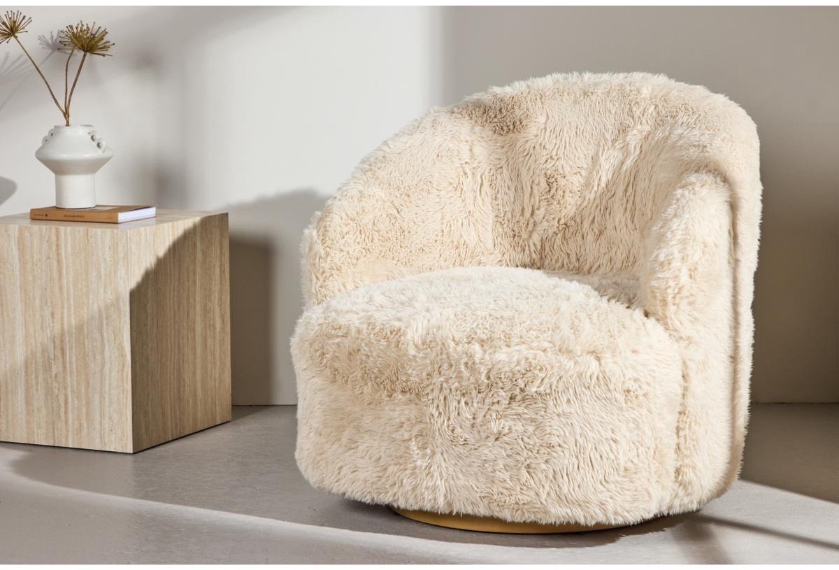 Svea Mehta fauteuil - fake fur - beige