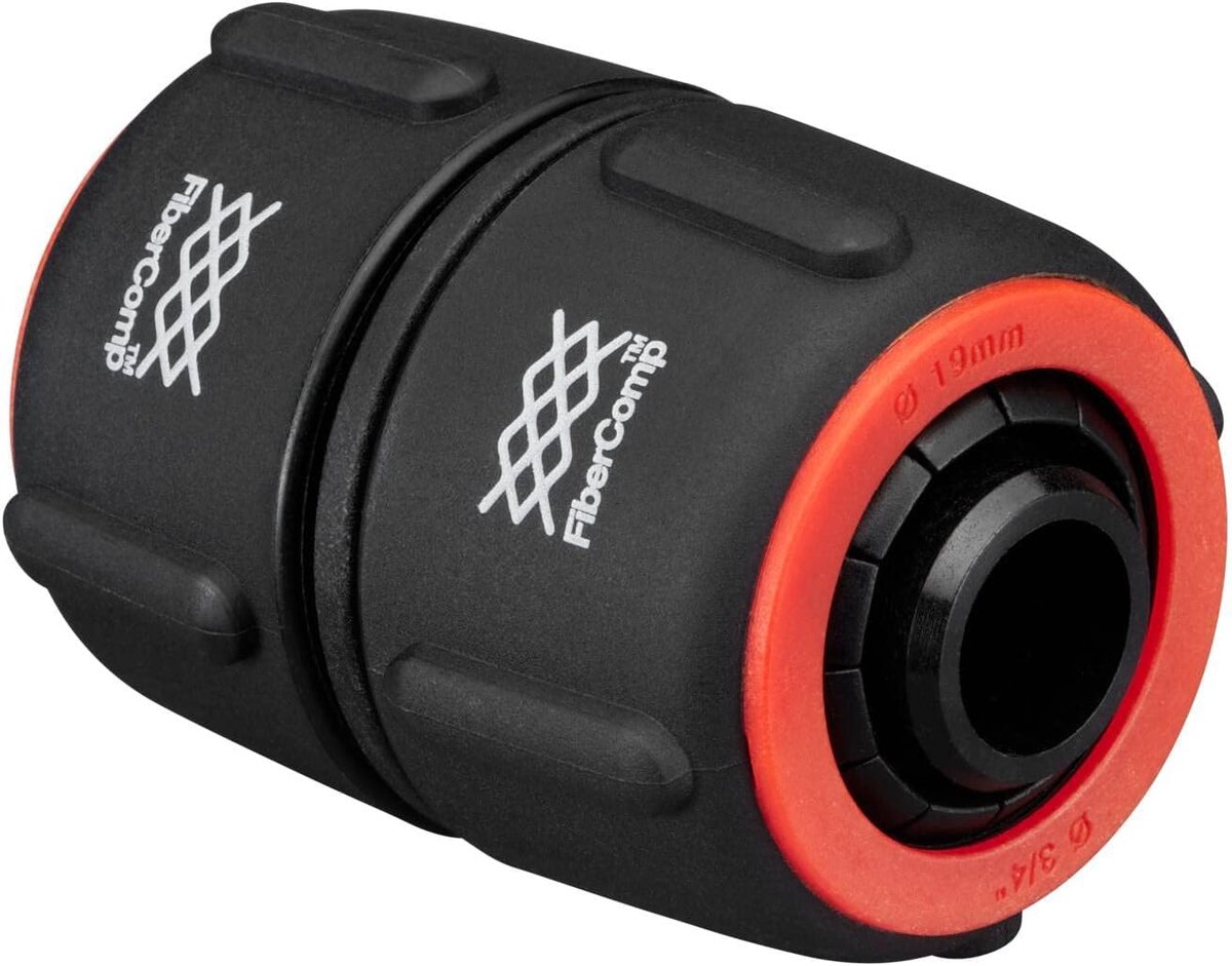 Fiskars slangreparateur, Ø 19 mm (3/4"), Met kleurcoderingssysteem, Universele maat, FiberComp, 30 g, Zwart/Rood, 1054785