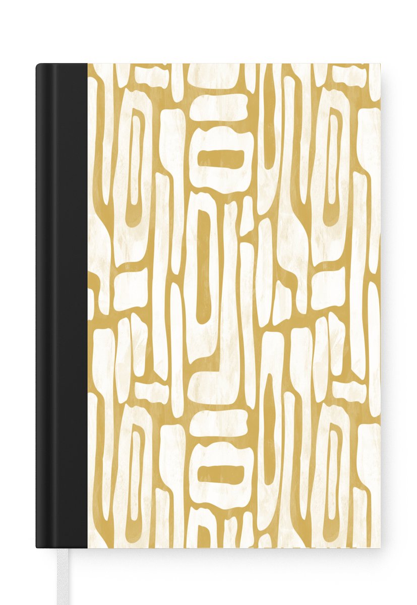 Notitieboek - Schrijfboek - Zandkleur - Wit - Patroon - Notitieboekje klein - A5 formaat - Schrijfblok