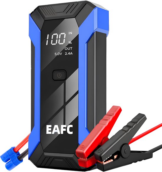EAFC 12V Jumpstarter voor Auto – 1200A / 10000 mAh – 4-in-1 starthulp draagbare noodstartlader benzine auto powerbank booster accu startapparaat– blauw