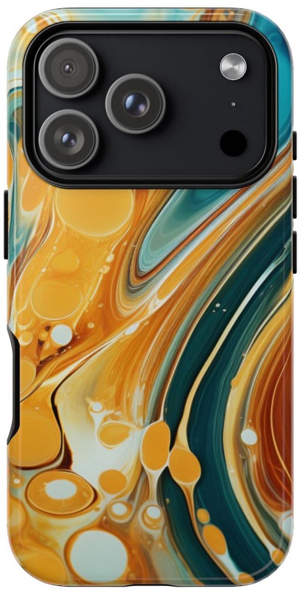 Turquoise en Honing Swirl Epoxy Patroon – Telefoonhoesje Geschikt voor iPhone 17 Pro