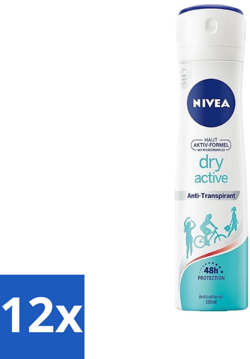 12 x Nivea - Deodorant - Dry Fresh Anti-Transpirant Spray - 150 ml - Anti-transpirant Spray - 48 Uur Bescherming - Droge Huid - Fris Gevoel - Zweetbestendig