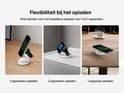 Drie afbeeldingen die de flexibiliteit van de Belkin draadloze oplader tonen: voor 1, 2 of 3 apparaten.