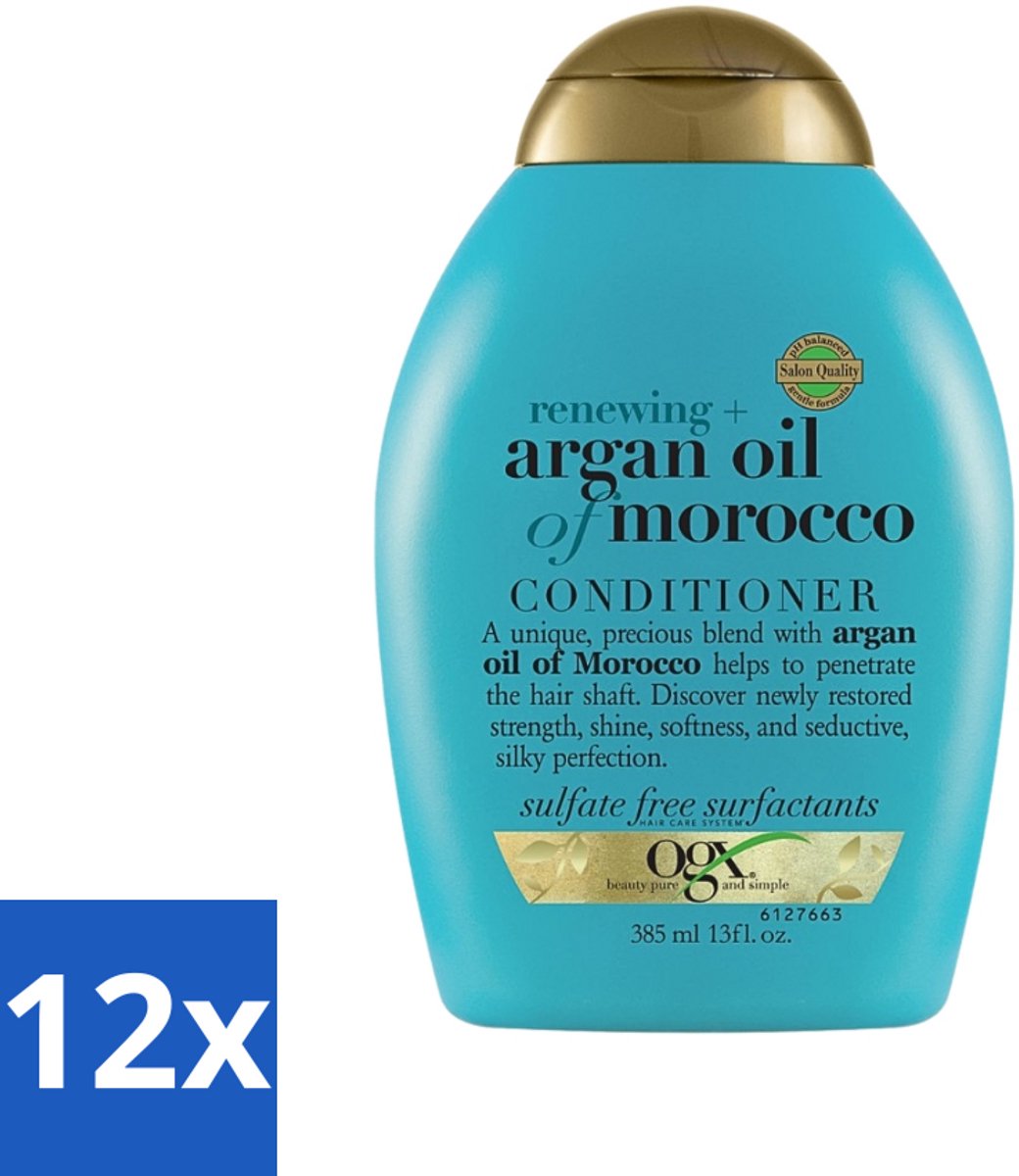 12 x OGX - Argan Oil of Morocco - Conditioner - Extra Sterk - Hydrate & Revive - 385 ml - Argan Oil Conditioner - Herstel Haar - Hydrate Haar - Verstevig Haar - Beschadigd Haar