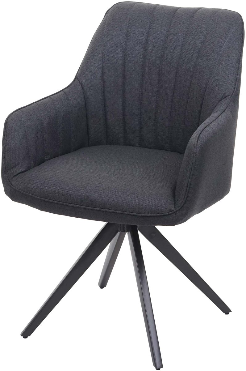 MCW Eetkamerstoel MCW-H73, keukenstoel, stoel met armleuningen, retro, staal, stof/textiel ~ donkergrijs