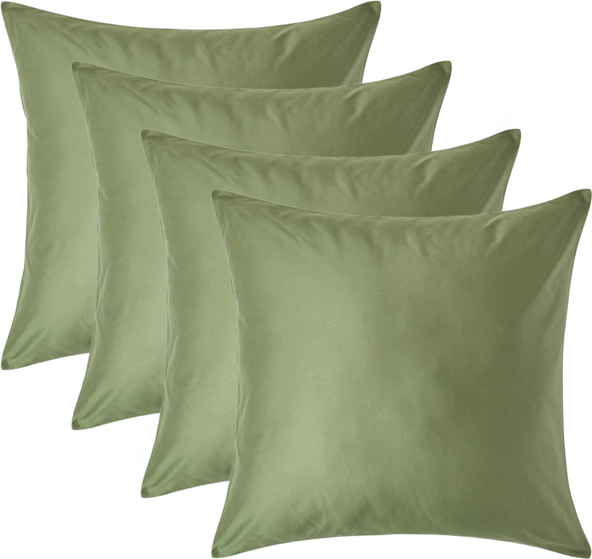 Homescapes Biologisch Kussensloop 80x80 cm – Set van 4 – Mosgroen – 100% Egyptisch Katoen Satijn – Draaddichtheid 400