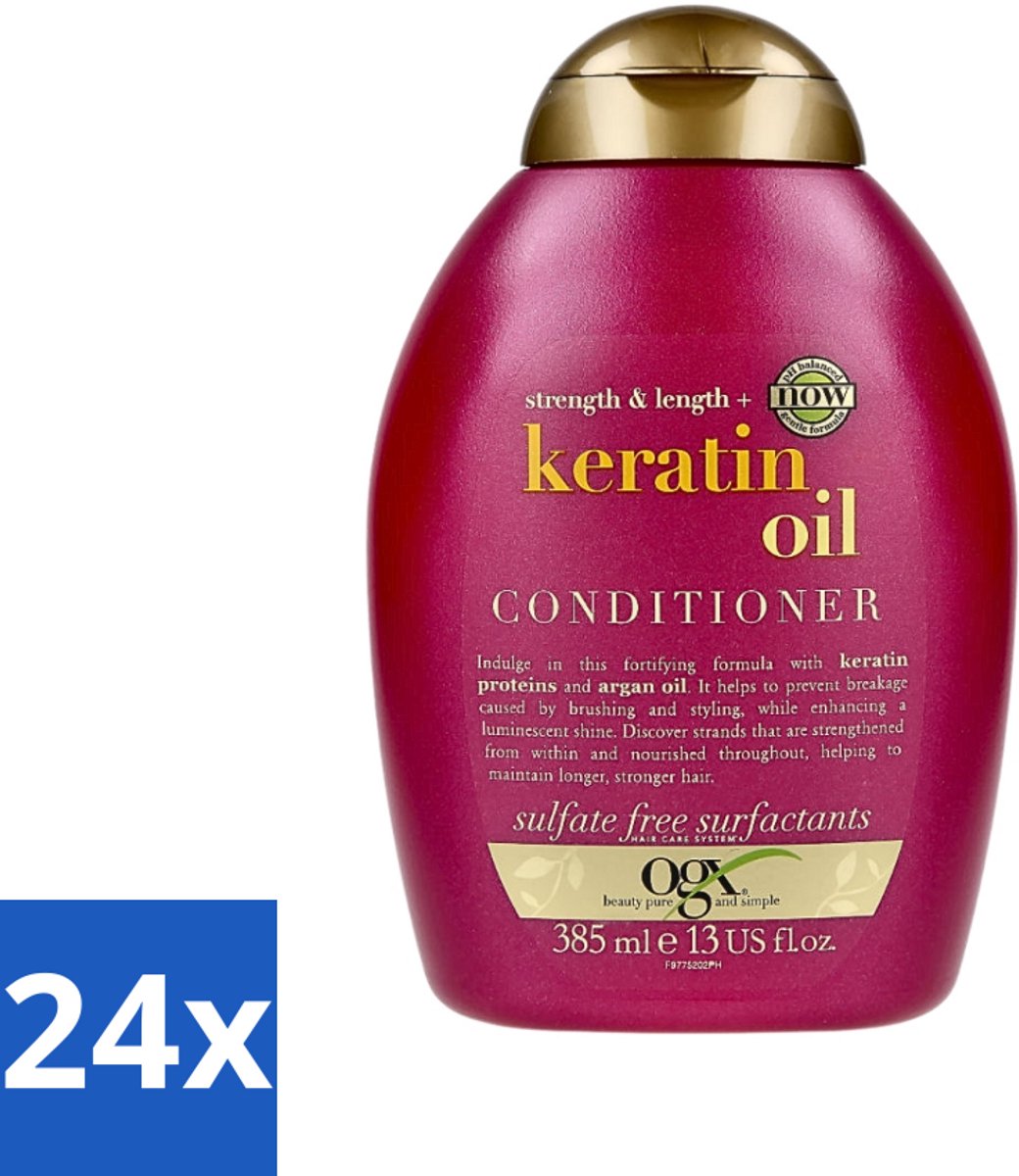 24 x OGX - Anti-Breakage Keratin Oil - Conditioner - Verstevigend - Voor Ieder Haartype - 385 ml - Haarbreuk - Keratine - Versteviging - Anti-breuk - Krachtig Haar