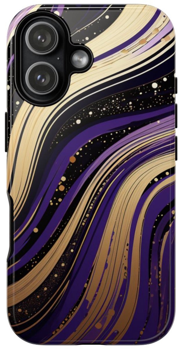 Paarse en Gouden Abstracte Krullen – Telefoonhoesje Geschikt voor iPhone 17