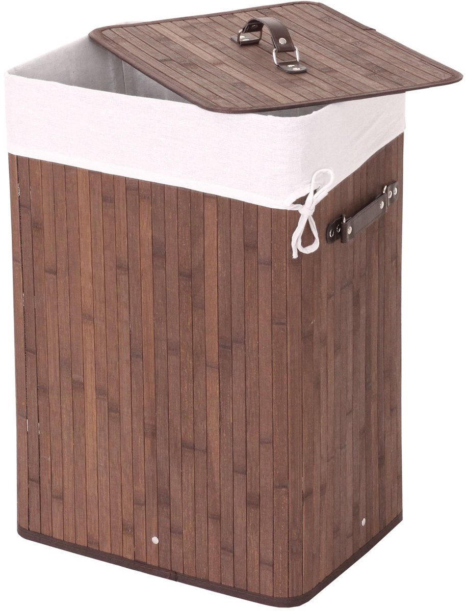 Wasmand MCW-C21, Wasbox Wasbox Wasbox, bamboe 61x43x32cm 70l ~ bruin