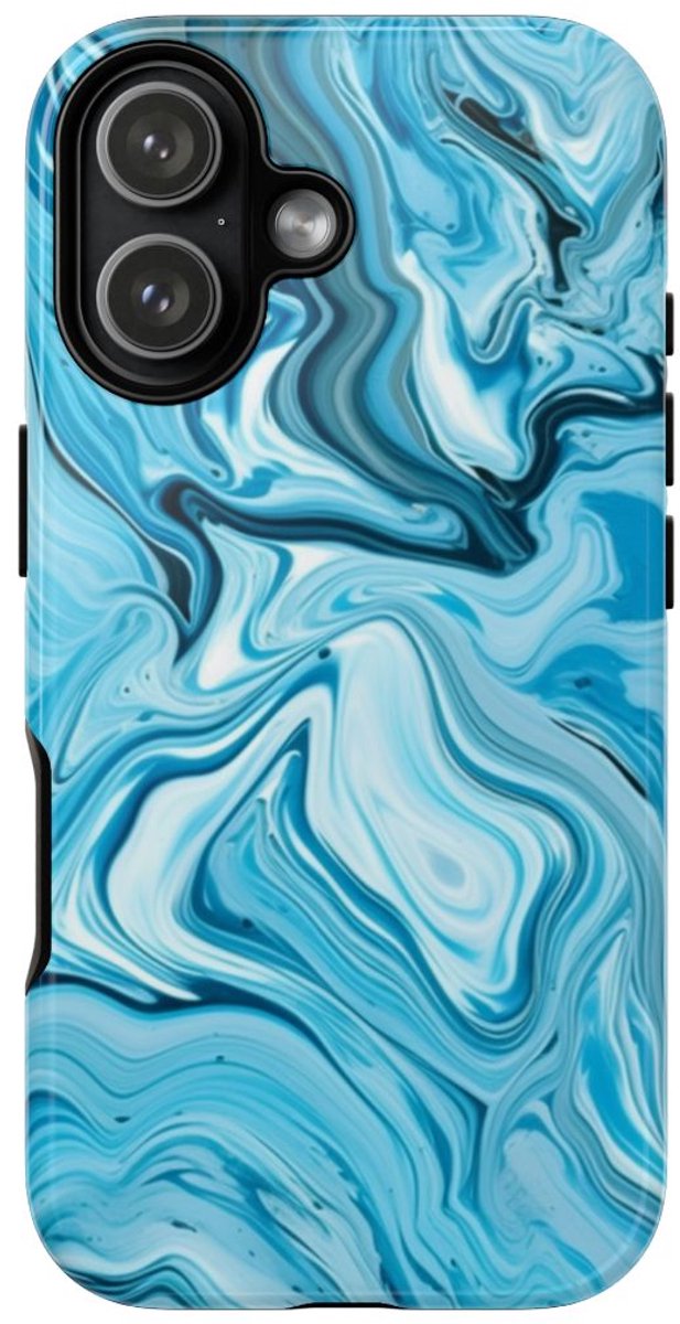 Blauw-Witte Marmeren Swirl Abstract – Telefoonhoesje Geschikt voor iPhone 17