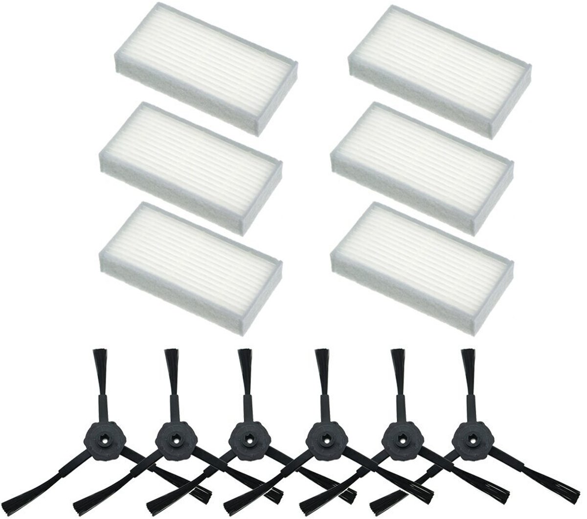 Geschikt voor 6x zijborstel + 6x HEPA-filter Geschikt voor CHUWI ilife v5s v5 x5 ilife V3s v3s pro v3l v5s
