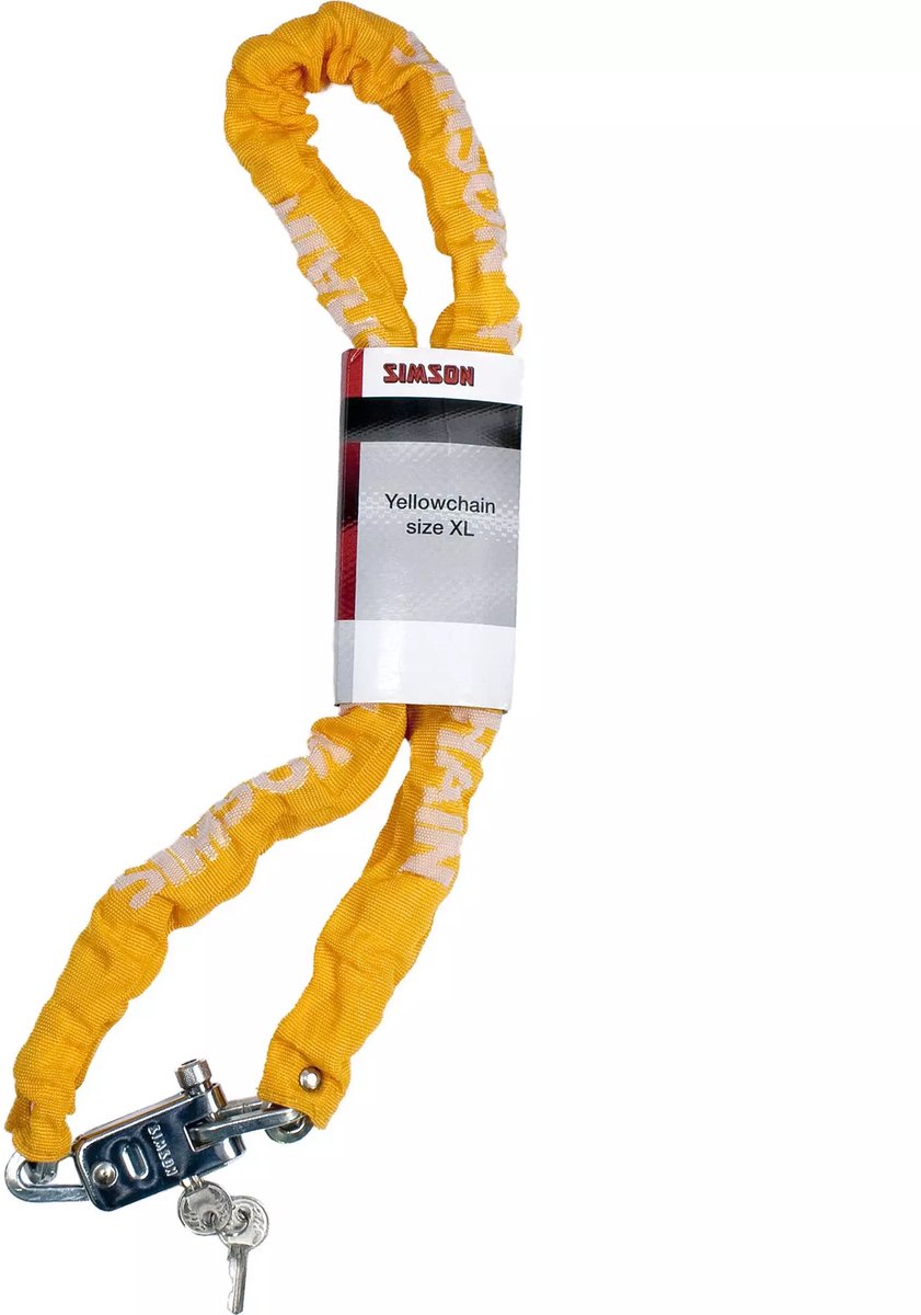 Simson Kettingslot XL - Geel - 7mm x 120cm - Extra Lang - Inclusief Sleutels