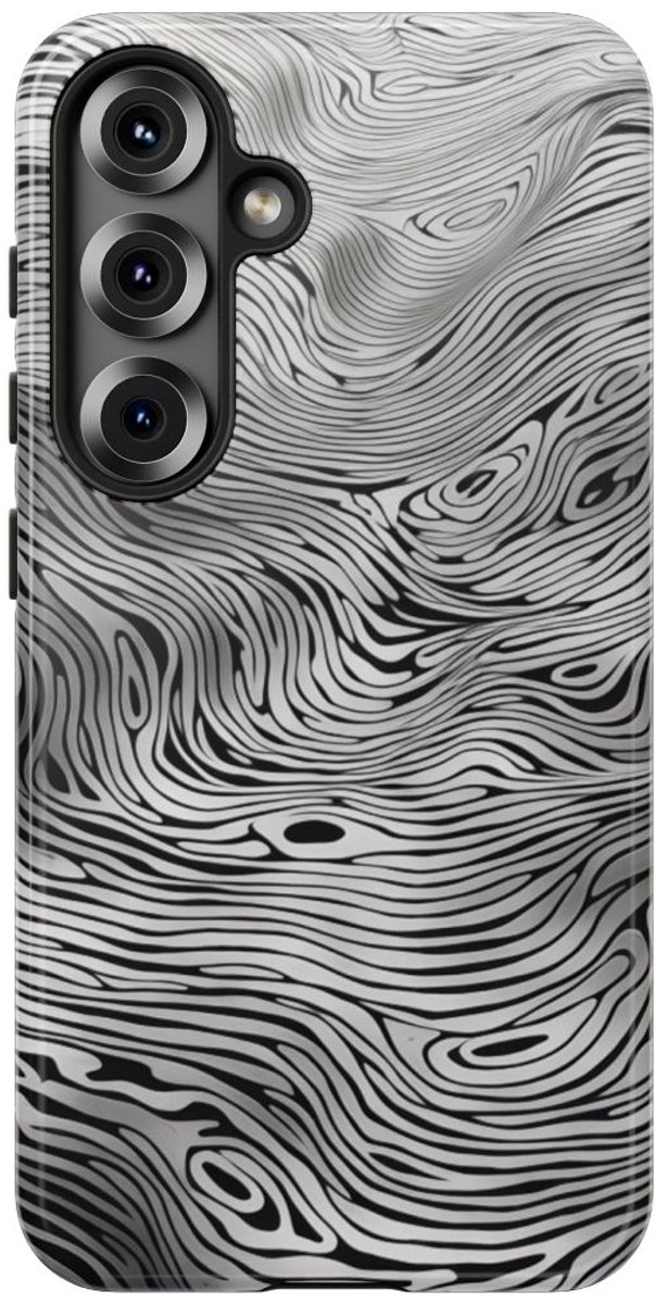 Zwart-Witte Abstracte Lijnenstructuur – Telefoonhoesje Geschikt voor Samsung Galaxy S25
