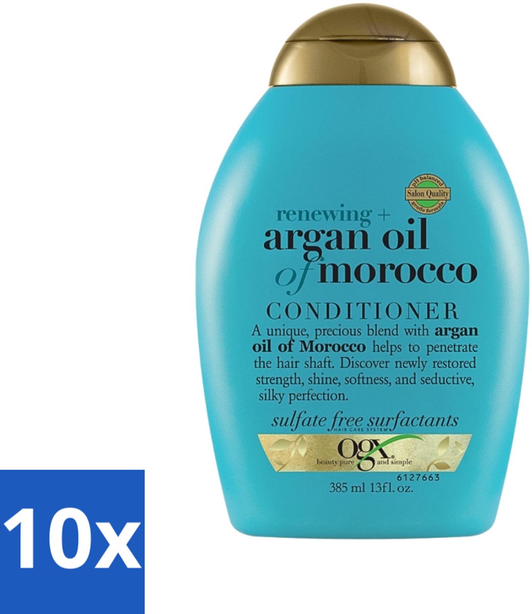 10 x OGX - Argan Oil of Morocco - Conditioner - Extra Sterk - Hydrate & Revive - 385 ml - Argan Oil Conditioner - Herstel Haar - Hydrate Haar - Beschadigd Haar - Krachtig Haar