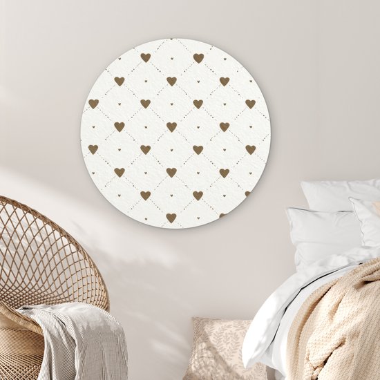 WallCircle® Wandcirkel 90x90 cm - Muurcirkel Hartjes - Patroon - Raster - Klassiek - Muurdecoratie woonkamer - Wanddecoratie slaapkamer - Kamer decoratie accessoires - Ronde schilderijen