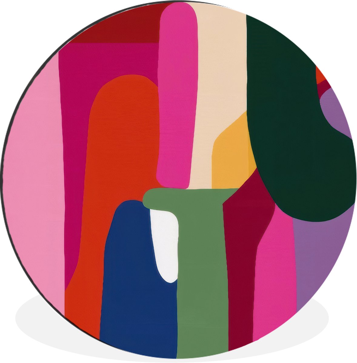 WallCircle Wandcirkel - Muurcirkel - Kleurvakken - Recht - Rond - Abstract - Aluminium - Dibond - 120x120 cm - Binnen en Buiten Kleurvakken - Abstract