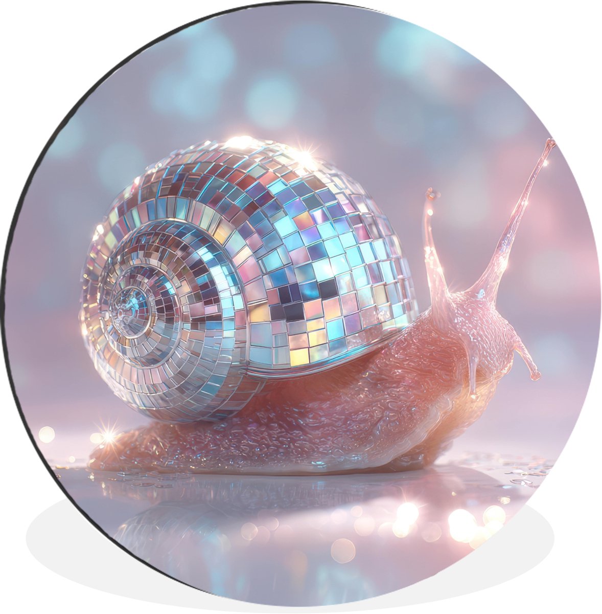 WallCircle Wandcirkel - Muurcirkel - Slak - Disco - Mozaïek - Blauw - Aluminium - Dibond - 120x120 cm - Binnen en Buiten