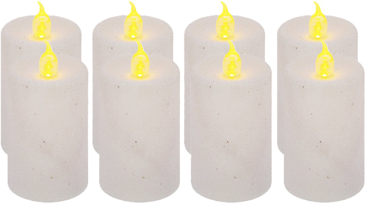 Feeric lights & Christmas Feeric lights and christmas Kaarsen - 8x stuks - wit - LED - H7,5 cm - glans en glitterafwerking
