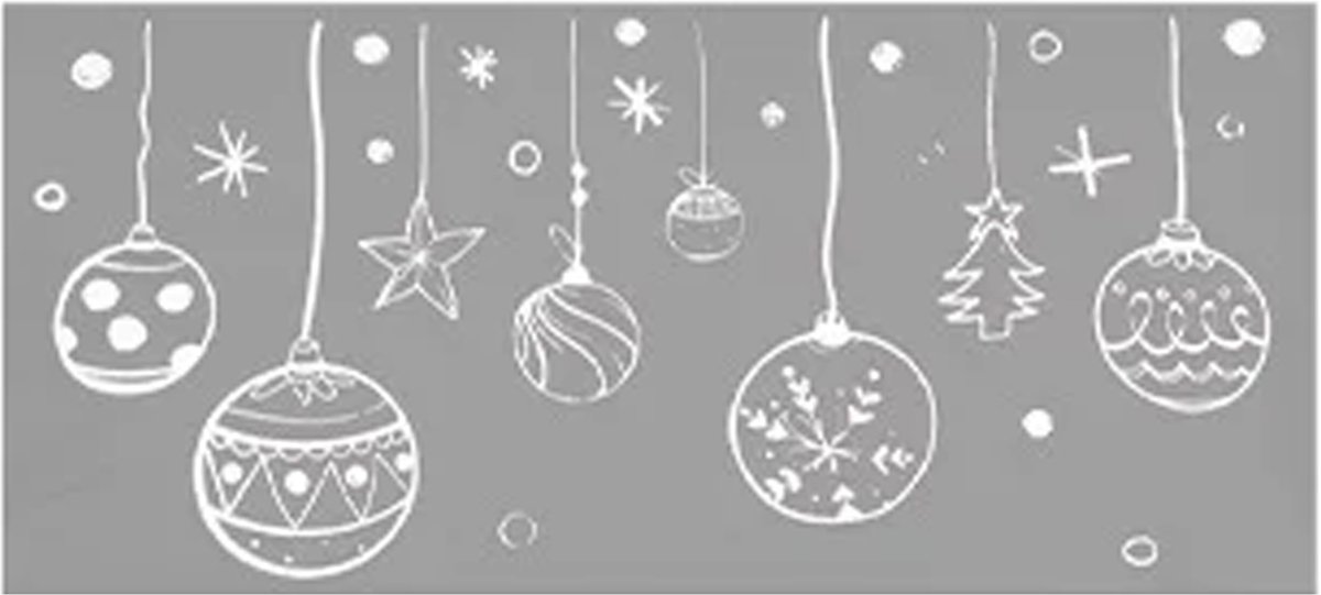 Anna's Collection Kerst raamstickers Witte kerstballen - vel van 23 x 49 cm - raamdecoratie - raamversiering