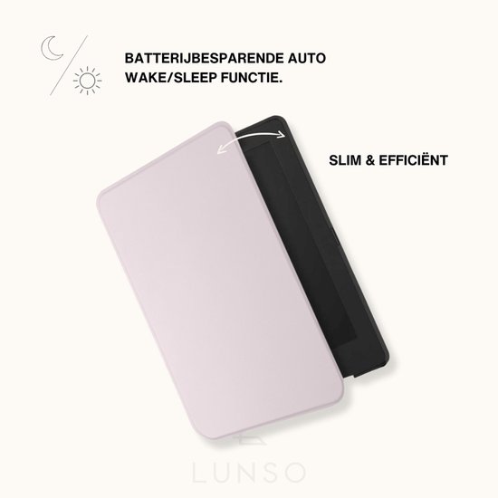 Lunso Geschikt voor Kobo Clara BW / Clara Colour hoes (6 inch) - sleepcover - Lichtroze — afbeelding 4