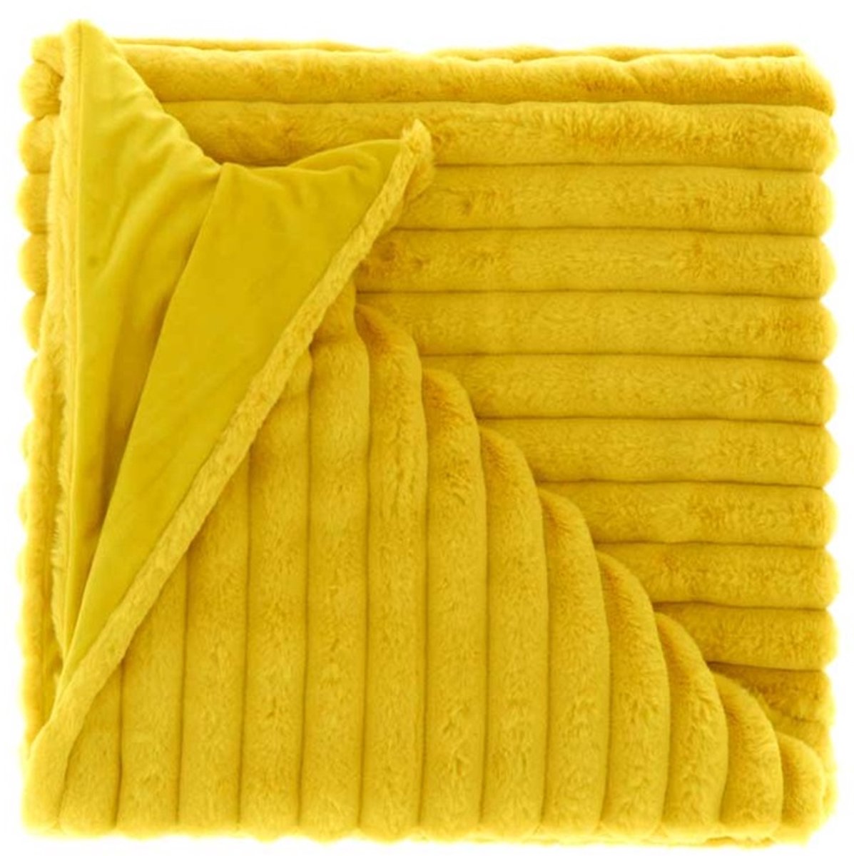 Unique Living Plaid Peppe 150x200cm bamboo yellow