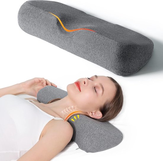 Kepitome Korean Buckwheat Cervical Pillow - Official Partnership with Begozani (BTS Jungkook's Pick); Adjustable Neck Roll Pillow with Organic Pillowcase to Provide Sturdy Support