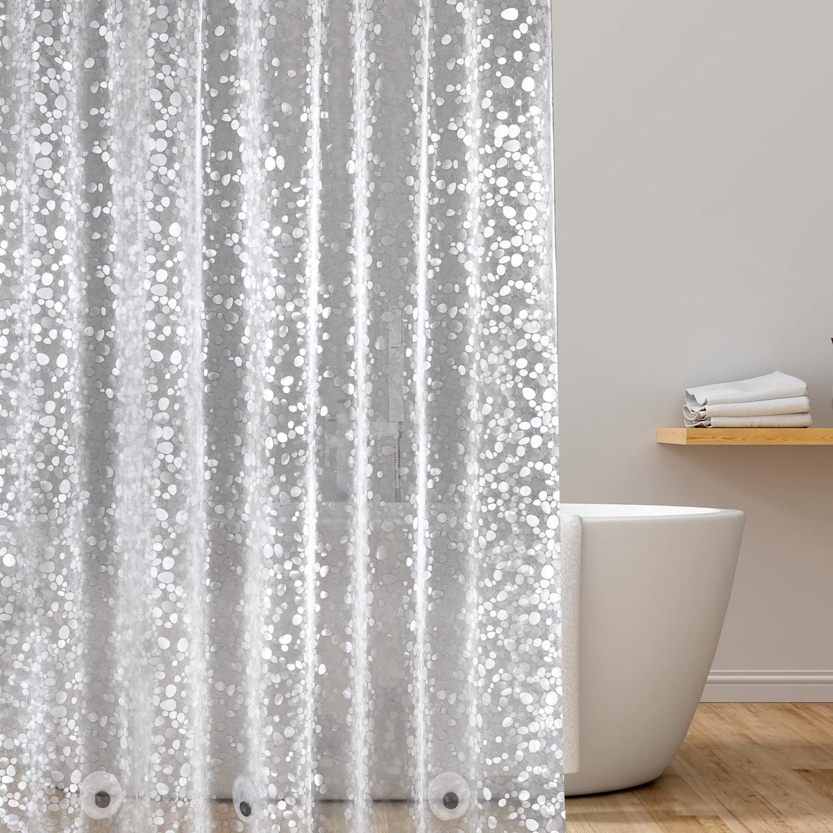Ibenzoa® Waterdicht EVA douchegordijn met gewichten en 3D-design voor badkamer