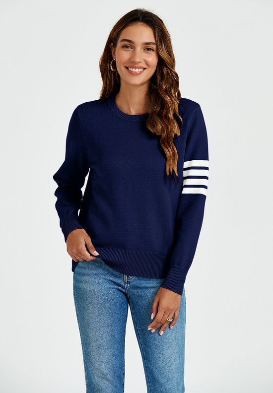 Trui met strepenpatroon in marineblauw