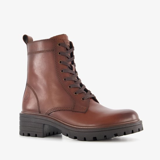 Hush Puppies bottes à lacets en cuir pour femme cognac Taille 37