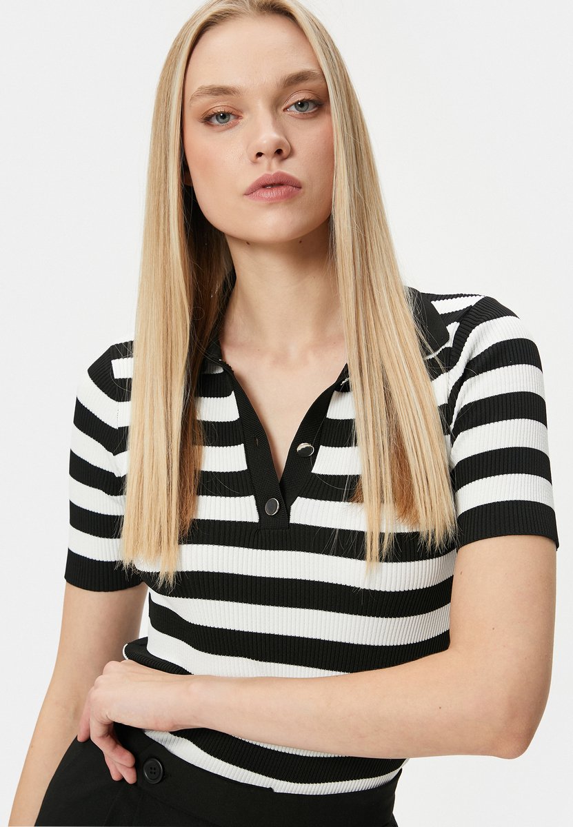 Polokraag jacquard Kurzarmpullover