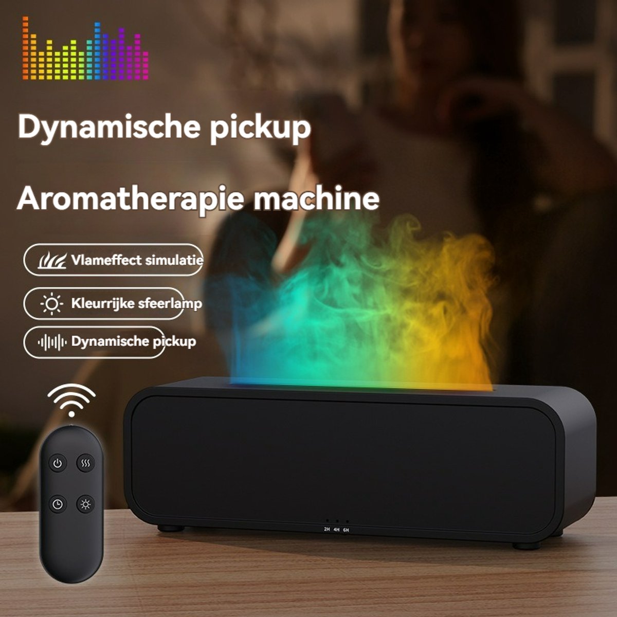Aroma Diffuser met Afstandsbediening-Diffuser - Vlameffect - Geurverspreider - Luchtbevochtiger - Aromatherapie - Led lamp - kleuren - Verstuiver etherische olie - Vernevelaar - 250ml Slaapkamer- Kantoormeubel