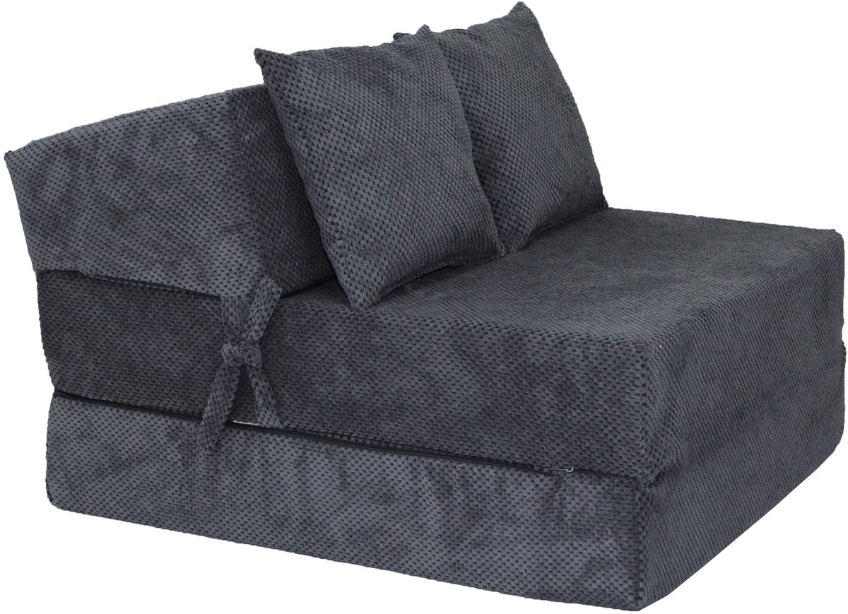 Opvouwbaar matras - 200x70x15cm - velvet dot - antraciet