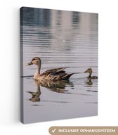 OneMillionCanvasses - Toile - Tableau - Canard - Water - Vogel - Toile oiseaux - 60x80 cm - Décoration murale - Salon