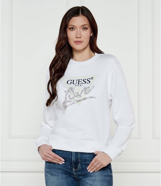 Dames sweatshirt met tricot driehoek in fleece Guess